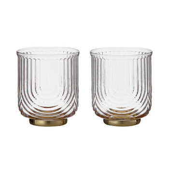 2pc Davis & Waddell Avery DOF 10cm/350ml Tumbler Glass Set - Clear/Gold 