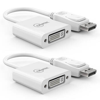2PK Cruxtec DisplayPort Male To DVI Female 4K Adapter - White