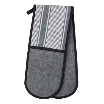 Davis & Waddell Ellis Cotton Double Oven Glove 18x90cm Black/White Stripe