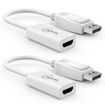2PK Cruxtec DispayPort Male to HDMI Female Adapter - White