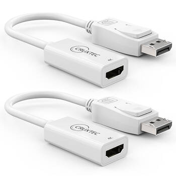 2PK Cruxtec Displayport Male To HDMI Female 4K Adapter - White