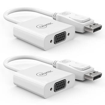 2PK Cruxtec DisplayPort Male To VGA Female Adapter - White