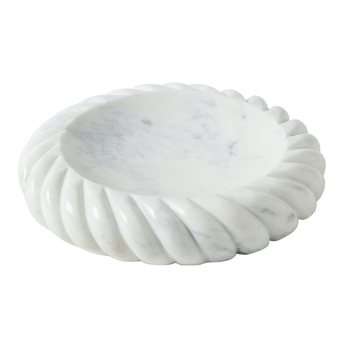 Pilbeam Living Tresser Large Round Marble Shallow Bowl White 25cm