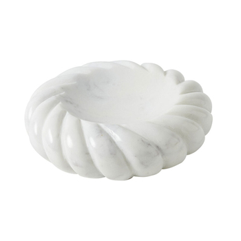 Pilbeam Living Tresser Small Round Marble Shallow Bowl White 15cm