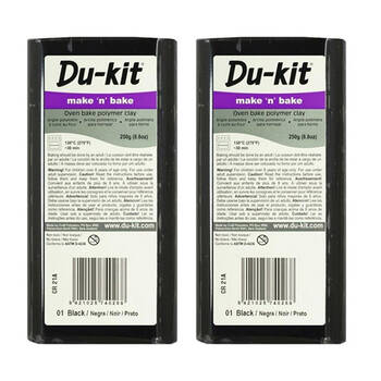 2PK Dukit Make-N-Bake Artist Oven Bake Modelling Clay Compound 250g Black
