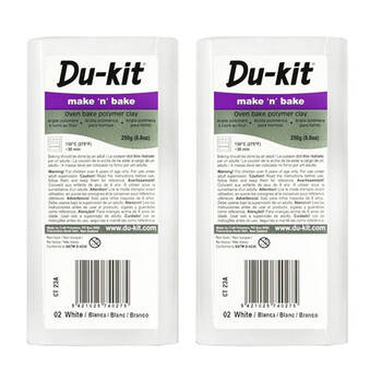 2PK Dukit Make-N-Bake Artist Oven Bake Modelling Clay Compound 250g White