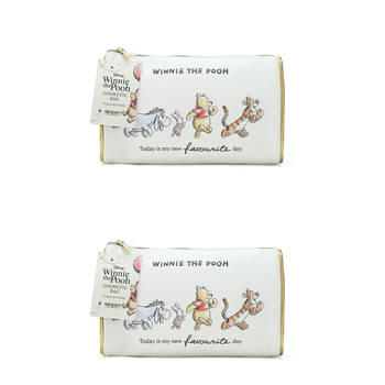 2PK Disney Winnie the Pooh Cosmetic Storage Toiletry Bag White/Gold
