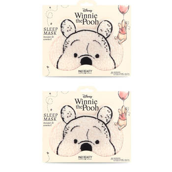 2PK Disney Winnie The Pooh Elasticated Fluffy Bedtime Sleep Face Mask Yellow