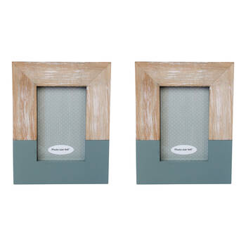 2PK LVD Pinewood Modern Glass Photo/Picture Frame 4x6 18x23x2cm Denim