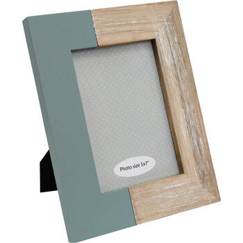 LVD Pinewood Modern Glass Photo/Picture Frame 5x7 20.5x2x26cm Denim Side