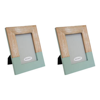 2PK LVD Pinewood Modern Glass Photo/Picture Frame 5x7 20.5x2x26cm Sage