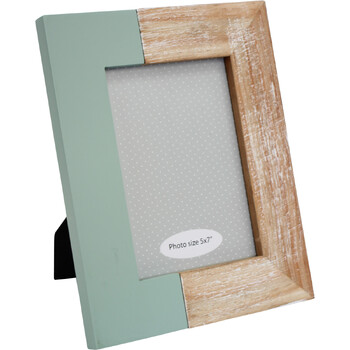 LVD Pine Wood MDF Glass Modern Side 5x7" Photo Frame - Sage
