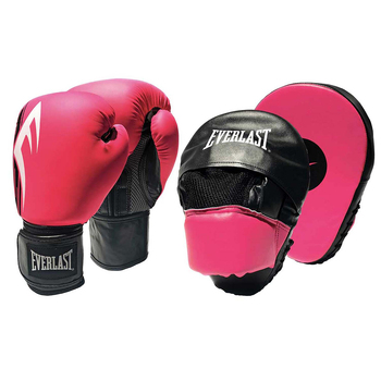 Everlast 10oz Power Boxing Gloves & Punch Mitt Combo - Pink/Black