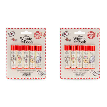 2x 5pc Disney Winnie The Pooh Festive Scented Lip Balm Collection 20g