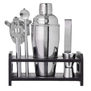 7pc Davis & Waddell Fine Foods Bar Set w/ Stand Silver 21cm/500ml
