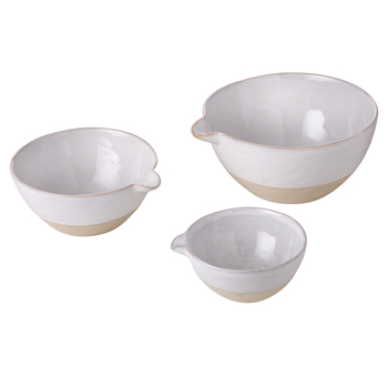 3pcs Davis & Waddell Stoneware Mixing Bowls Set White