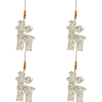 4PK LVD Hanging Reindeer Wooden Ornament Decor 13cm Champagne