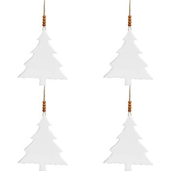 4PK LVD Hanging Tree Wooden Ornament Home Decor White Large
