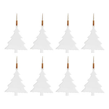 8PK LVD Hanging Tree Wooden Ornament Home Decor White Large