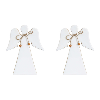 2PK LVD Wooden Ornament Large Angel Seasonal Decorative Home Decor White