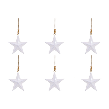 6PK LVD Metal Star Enamel White Decorative Sculpture Home/Lounge Decor