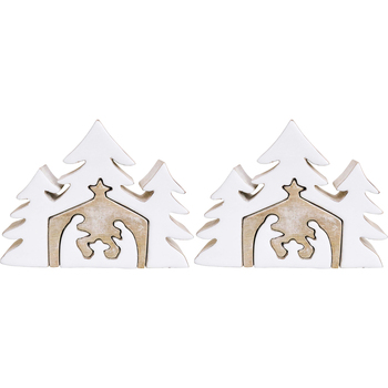 2PK LVD Wooden Ornament Nativity Scene Medium Seasonal Decorative Home Decor