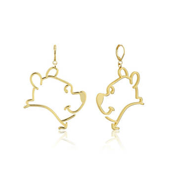 Couture Kingdom Disney Winnie The Pooh Outline Drop Earrings 6cm Gold