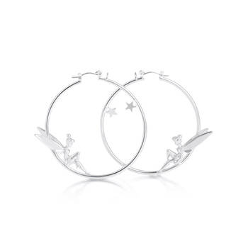 Couture Kingdom Disney Peter Pan Tinker Bell Hoops Earrings 5cm Silver