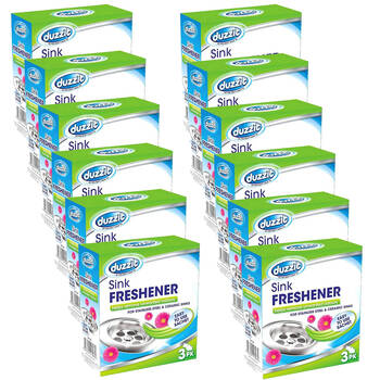 12x 3pc Duzzit Stainless & Ceramic Sink Freshener Drain Deodoriser 30g