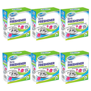 6x 3pc Duzzit Stainless & Ceramic Sink Freshener Drain Deodoriser 30g