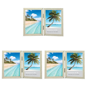 3PK Frankie & Me Hinged 4x6'' Double Picture Frame Home/Office Photo Decor Oak