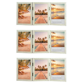 3PK Frankie & Me Hinged 4x6'' Triple Picture Frame Home/Office Photo Decor Oak