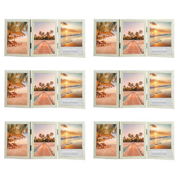 6PK Frankie & Me Hinged 4x6'' Triple Picture Frame Home/Office Photo Decor Oak