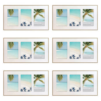 6PK Frankie & Me Wooden Radial Triple Picture Frame Home/Office Decor 37.5cm White