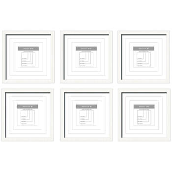 6PK Frankie & Me Window Wooden Multi-Mat Square Photo Frame Home Decor 32.5cm Black