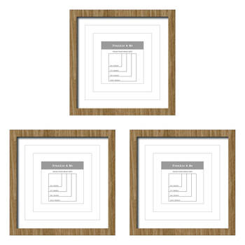 3PK Frankie & Me Window Wooden Multi-Mat Square Photo Frame Home Decor 32.5cm Oak