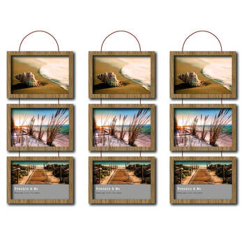 3PK Frankie & Me Wooden Triple Hanging 4x6'' Picture Frame Home/Office Decor Oak