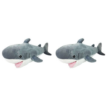 2PK Momoko Shark Animal Stuffed Doll Kids Soft Plush Toy 36x10x13cm Small Grey