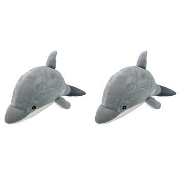 2PK Momoko Dolphin Animal Stuffed Doll Kids/Children Soft Plush Toy 35x10x15cm Grey