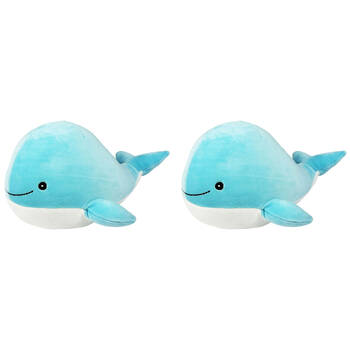 2PK Momoko Whale Animal Stuffed Doll Kids/Children Soft Plush Toy 33x15x17cm Blue