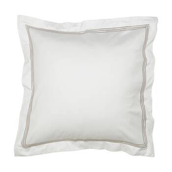 Grosvenor House 500TC Hotel Embroidered European Pillowcase White With Taupe