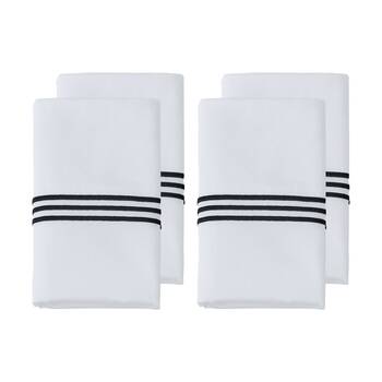 2x 2pc Grosvenor House 500TC Hotel Embroidered Standard Pillowcase White & Black