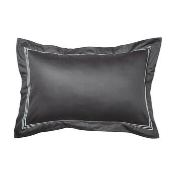 Grosvenor House 500TC Hotel Embroidered Tailored Pillowcase Charcoal With White