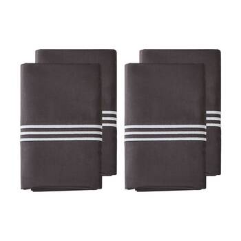 2x 2pc Grosvenor House Hotel Embroidered Standard Pillowcase Charcoal & White