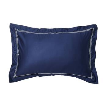 Grosvenor House 500TC Hotel Embroidered Tailored Pillowcase Navy With White