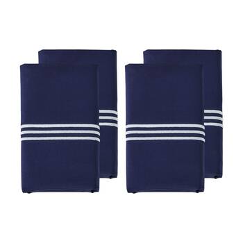 2x 2pc Grosvenor House 500TC Hotel Embroidered Standard Pillowcases Navy & White