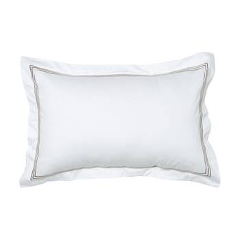Grosvenor House 500TC Hotel Embroidered Tailored Pillowcase White With Taupe
