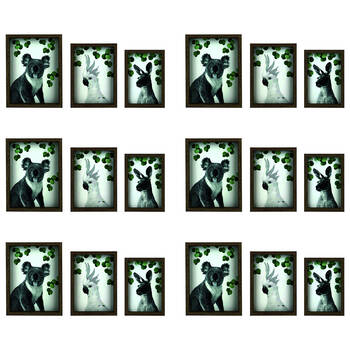 6x 3pc Frankie & Me Wooden Nested Picture Frame Home/Office Decor Medium Brown