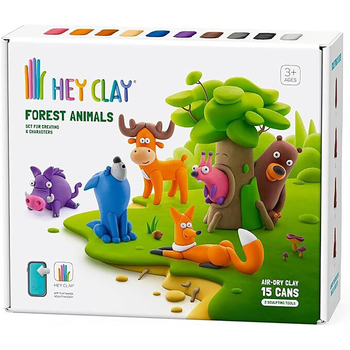 Hey Clay Forest Animals 15 Cans & 2 Tools Kids/Childrens Creative Clay Play Set 6-36m