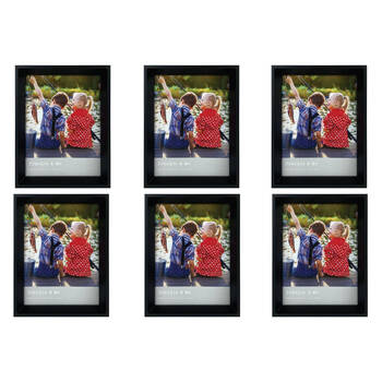 6PK Frankie & Me Window Wooden 6x8'' Picture Frame Home/Office Photo Decor Black